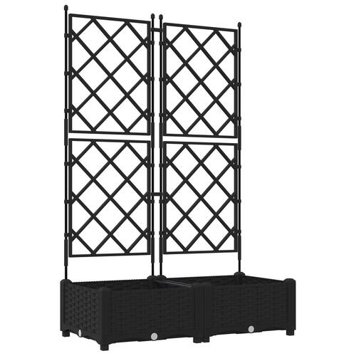 Havepotte med trellis 2 stk Sort 80x40x125.5 cm