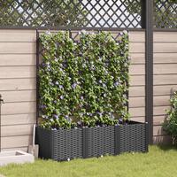 Haveplantekasse med Trellis 3 stk Sort 120x40x143 cm