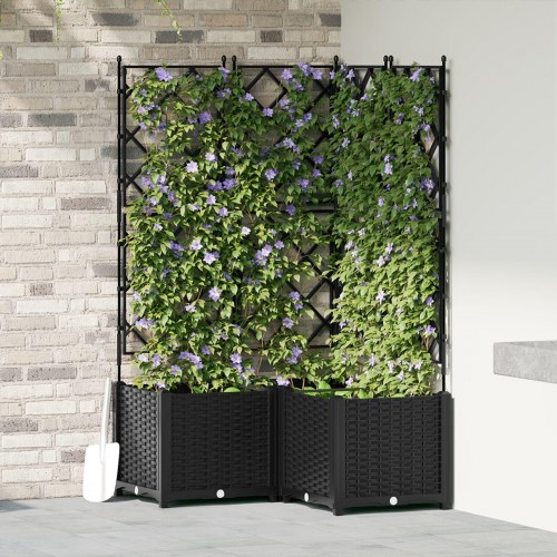 Havekrukke med Espalier 3 stk Sort 80x80x143 cm