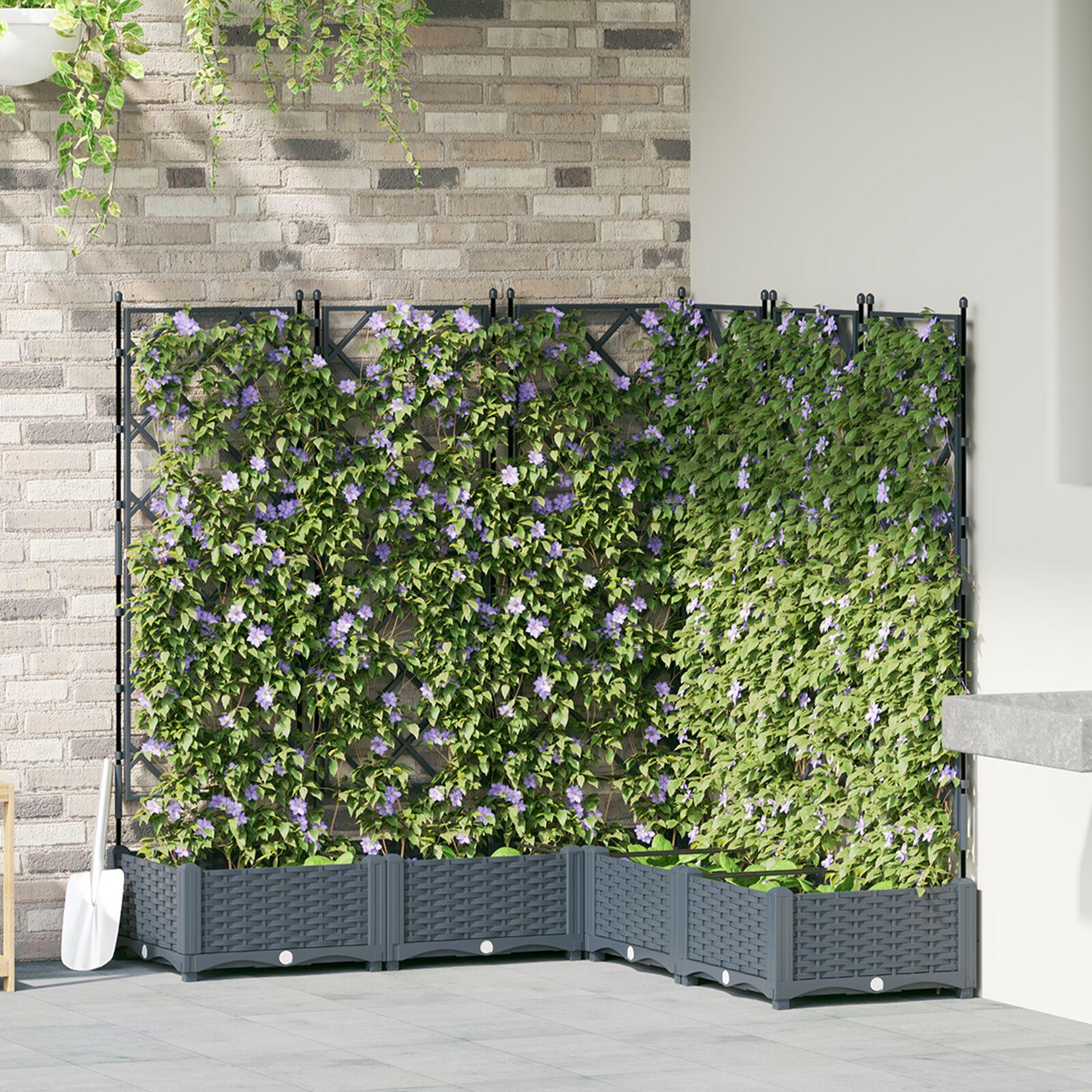 Haveplantekasse Med Trellis Stk Lysegrå 120x120x125