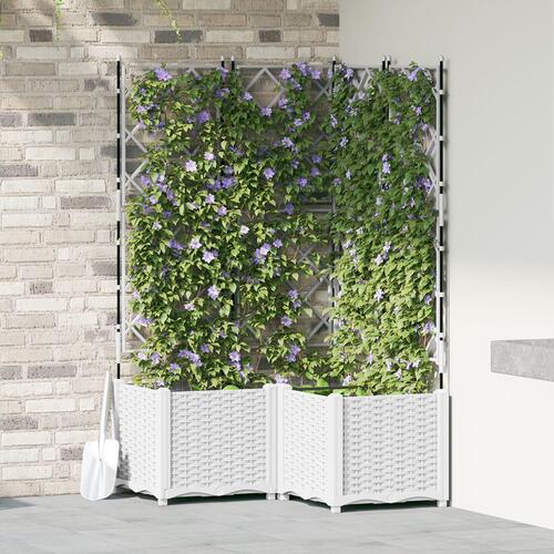 Haveplantekasse med espalier 3 stk Hvid 80x80x143 cm