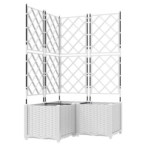 Haveplantekasse med espalier 3 stk Hvid 80x80x143 cm