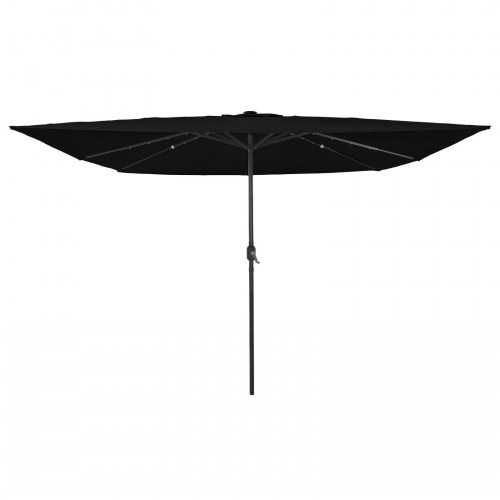Firkantet Haveparasol med LED Lys 295x245 cm Sort