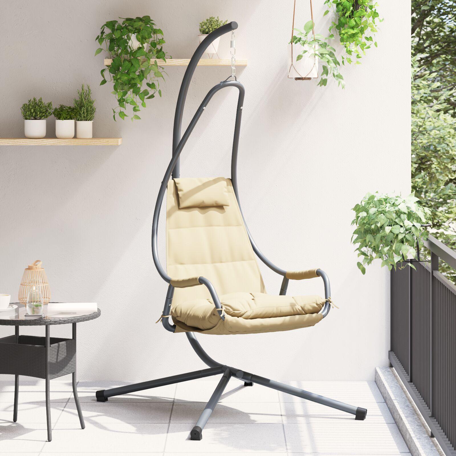 Hængende æggestol Beige 94 x 107 x 196.5 cm Stål