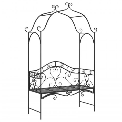 Sort Udendørs Bænk Sort Metal Stor Dekorative Detaljer