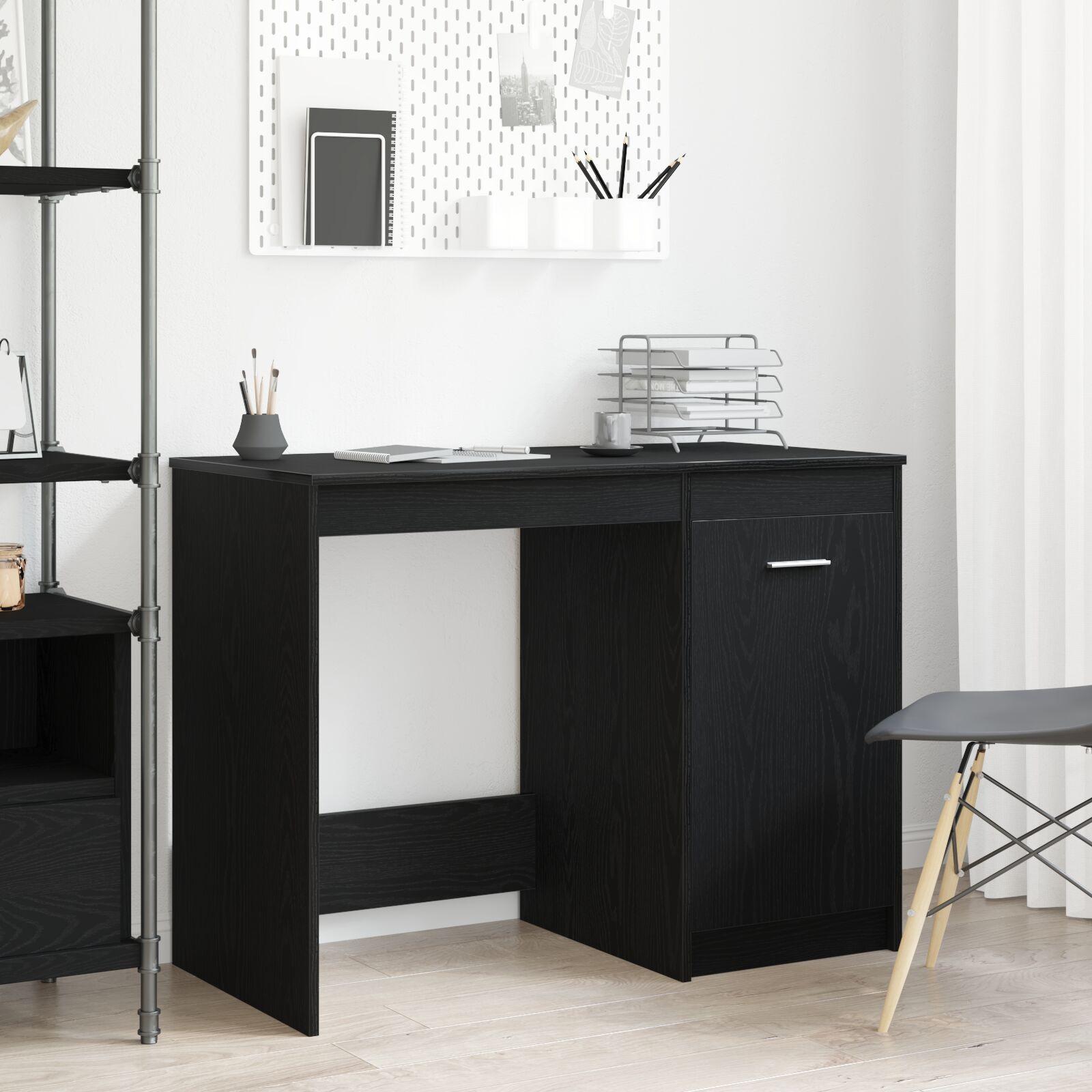 Bord med opbevaring Sort eg 100 x 50 x 76 cm Konstrueret træ