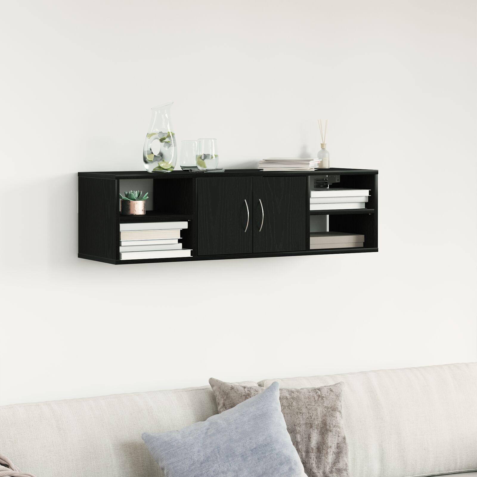 Væghylde med hylde Sort eg 140 x 41 x 75 cm Konstrueret træ