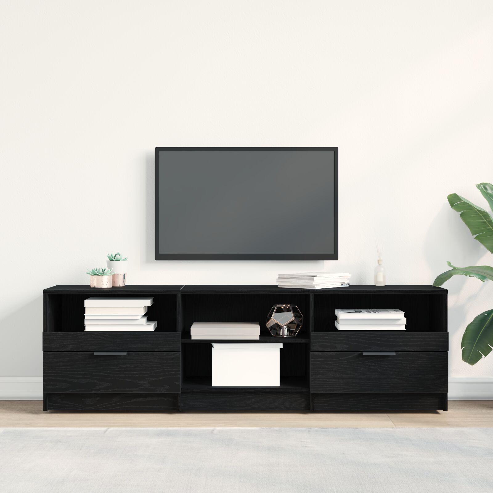 TV-skab med skuffe Sort 150 x 33,5 x 45 cm Konstrueret træ