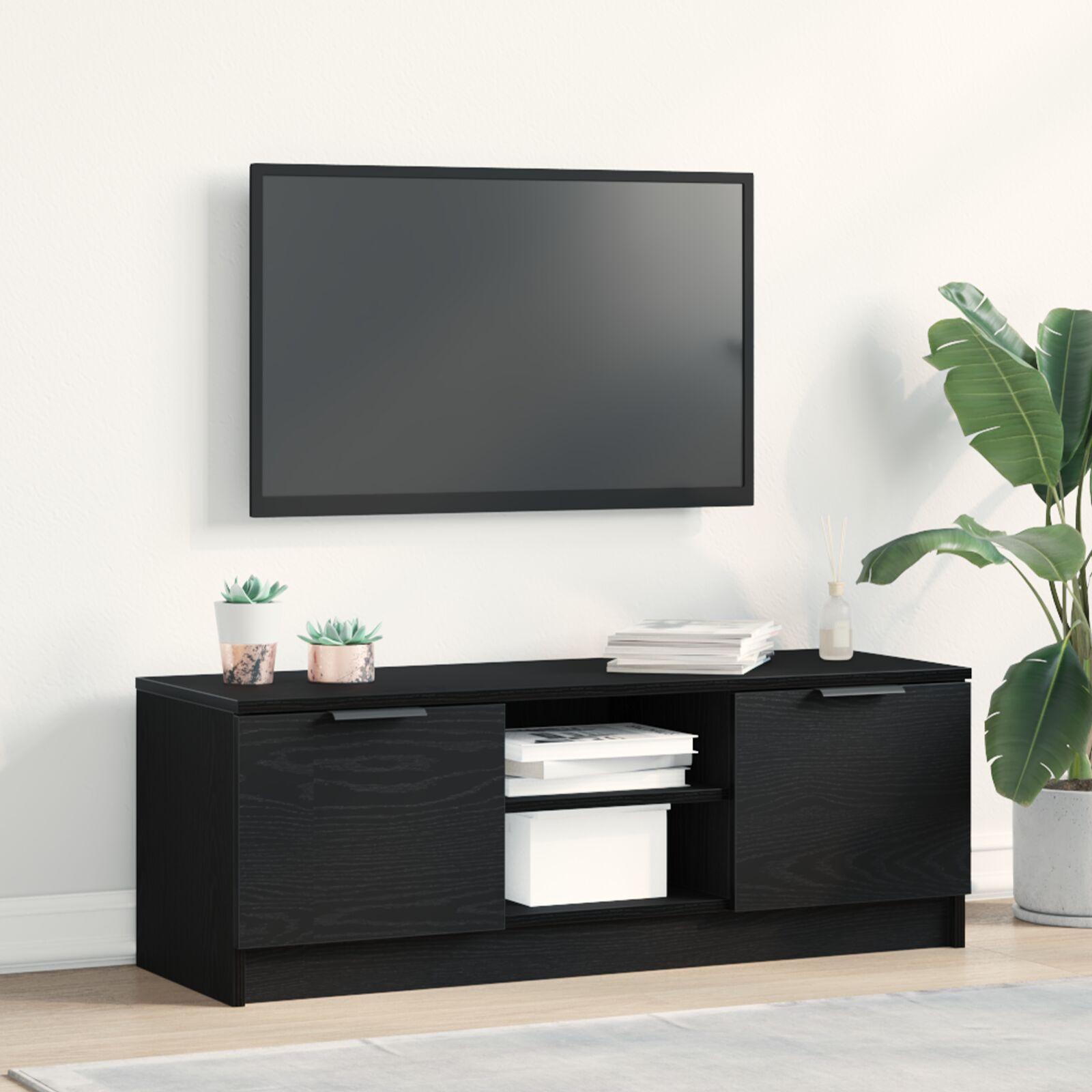 TV-bord i sort eg - 102 × 35 × 36,5 cm, konstrueret træ