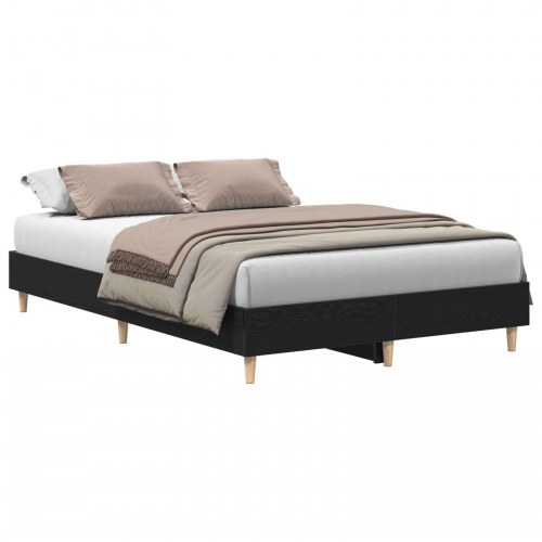 Sengestel 135x190 cm Sort Eg - Konstrueret Træ