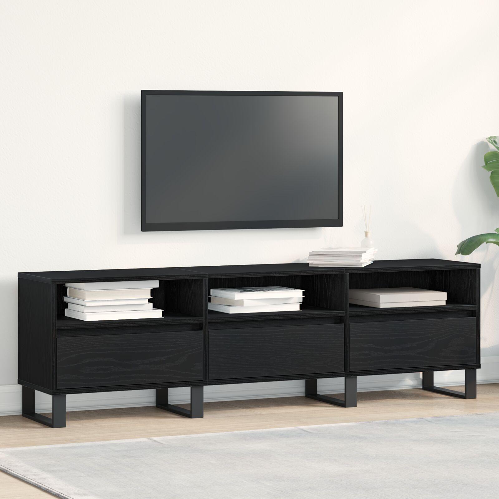 Tv Skab Sort Eg 150x30x445 Cm Konstrueret Træ