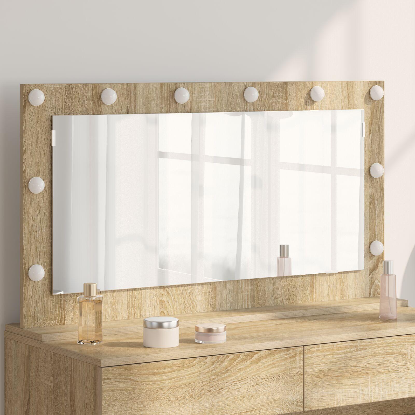 Vaskeskab Spejl med LED -strimmellys Sonoma eg 100 x 55 x 18 cm