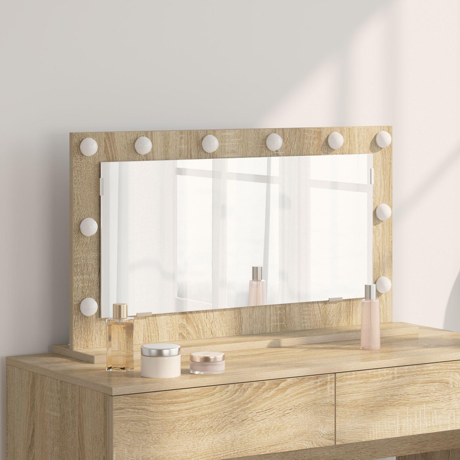 Vaskeskab Spejl med LED -strimmellys Sonoma eg 80 x 45 x 18 cm