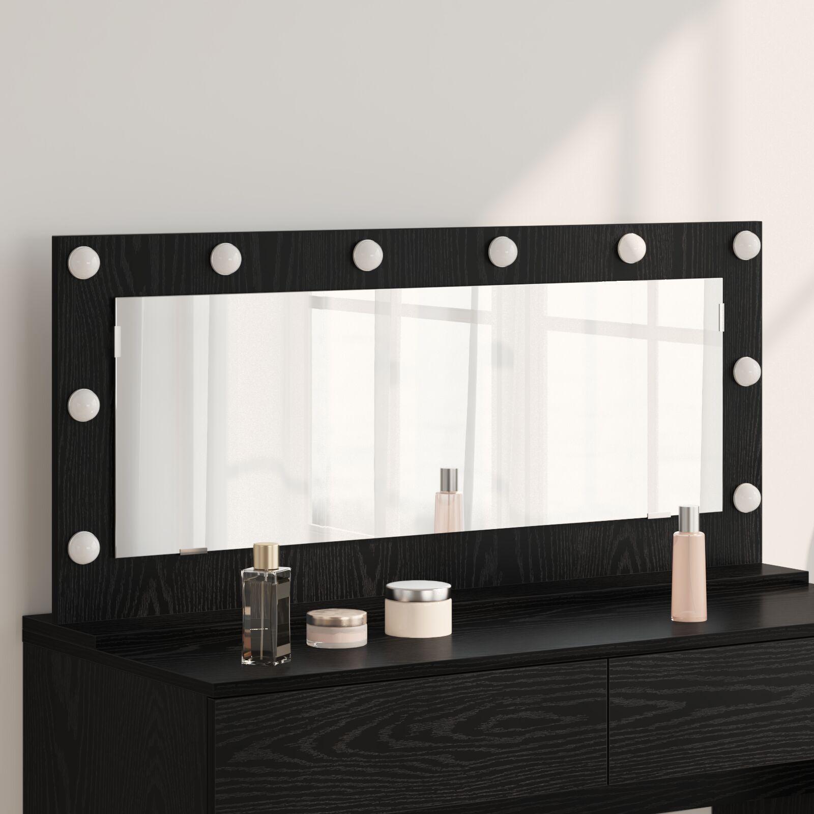 Vaskeskab Spejl med LED -strimmellys Sort eg 100 x 45 x 18 cm