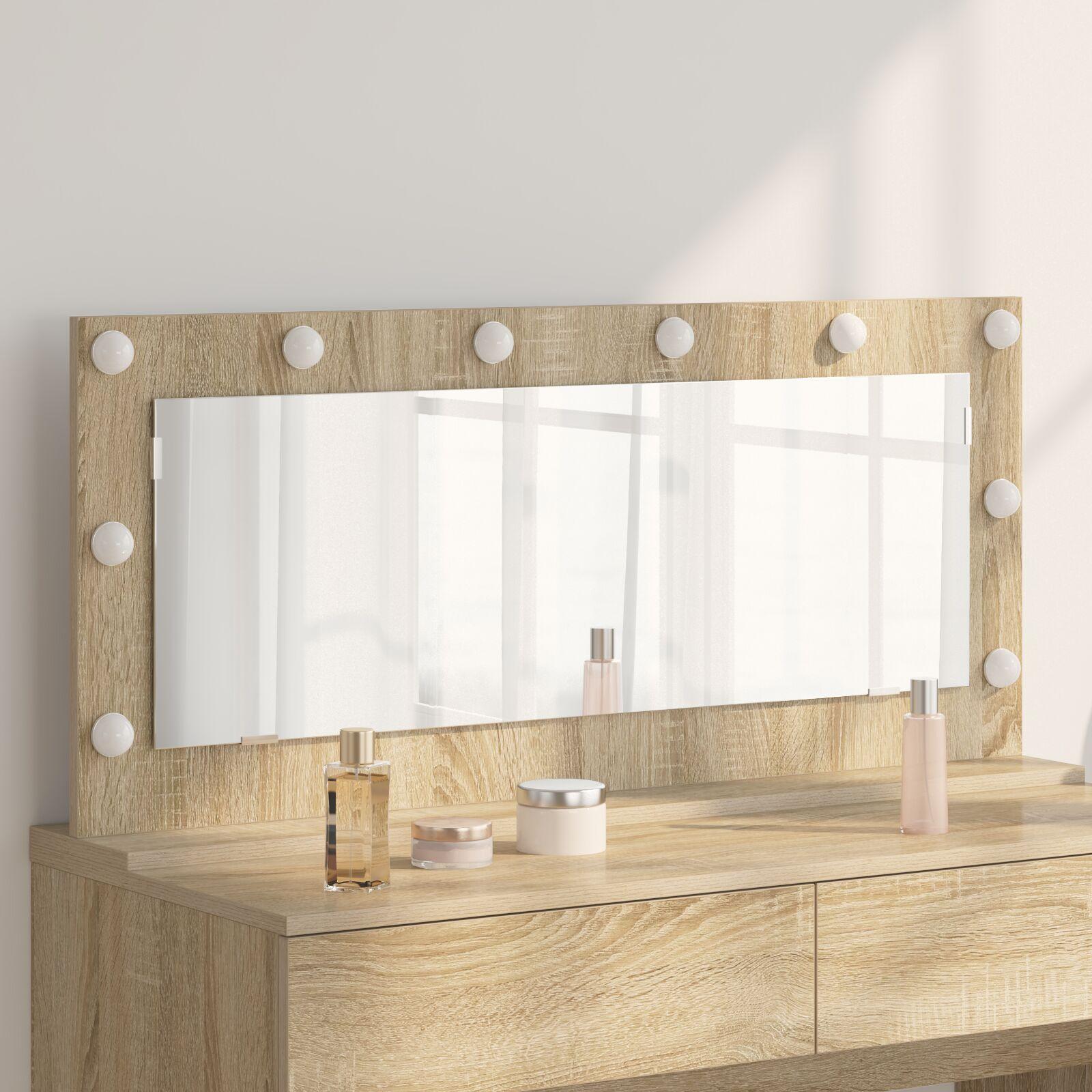 Vaskeskab Spejl med LED -strimmellys Sonoma eg 100 x 45 x 18 cm