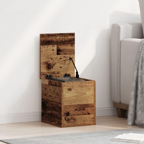 Opbevaringskasse med låg Gamle Træ 30x35x35 cm Ingeniørtræ