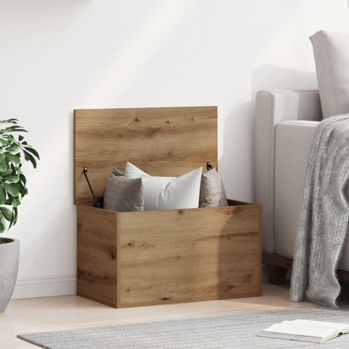 Opbevaringskiste med låg Artisan Egetræ 60x35x35 cm Ingeniørtræ