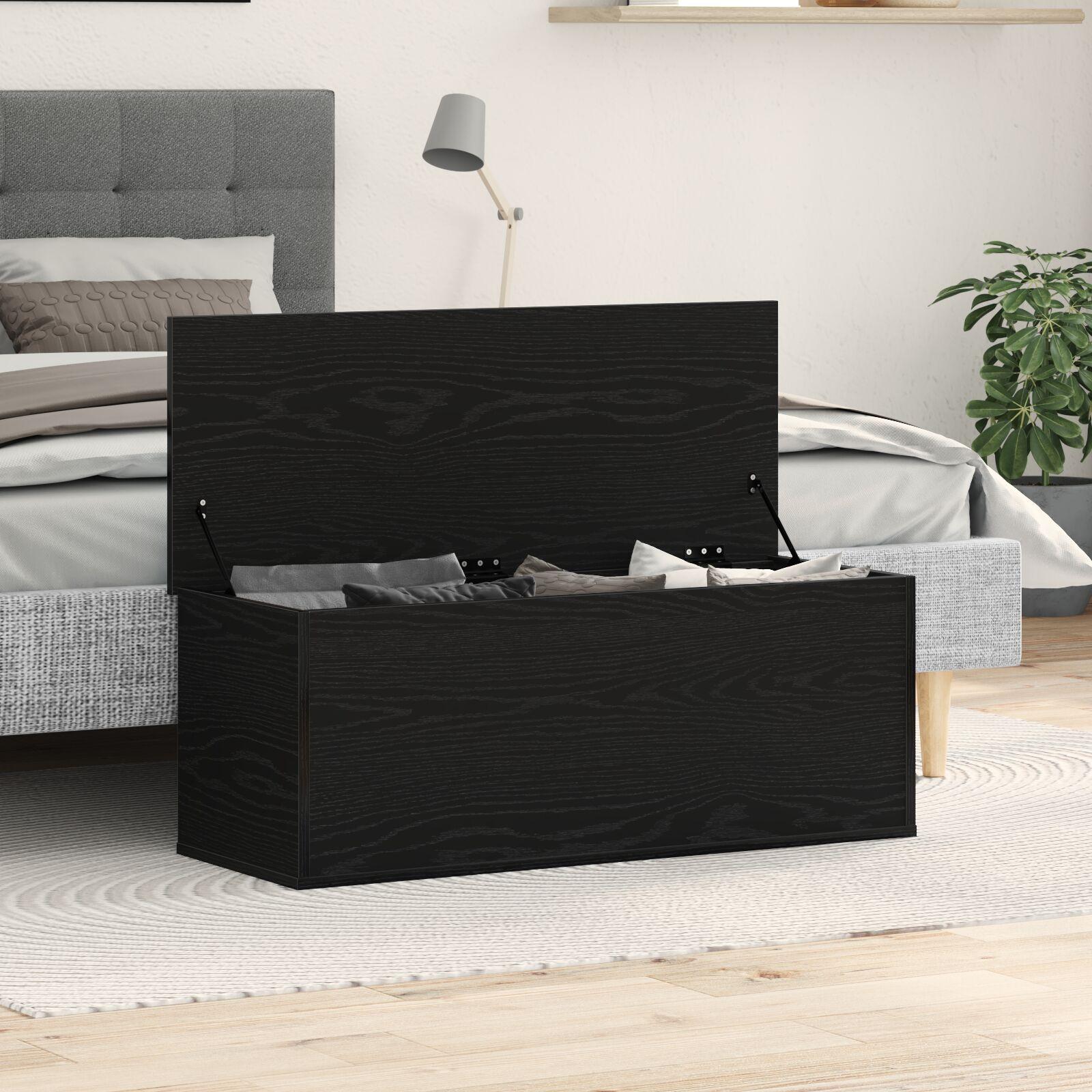 Opbevaringskasse Sort eg 102 x 35 x 35 cm Konstrueret træ
