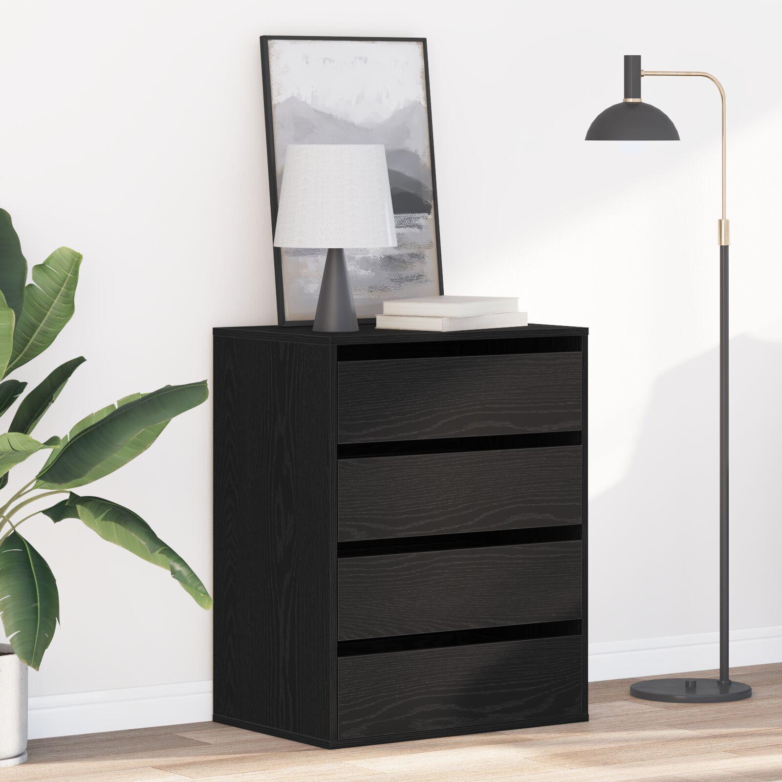 Skuffeskrive med skuffe Sort eg 60 x 41 x 76 cm Konstrueret træ