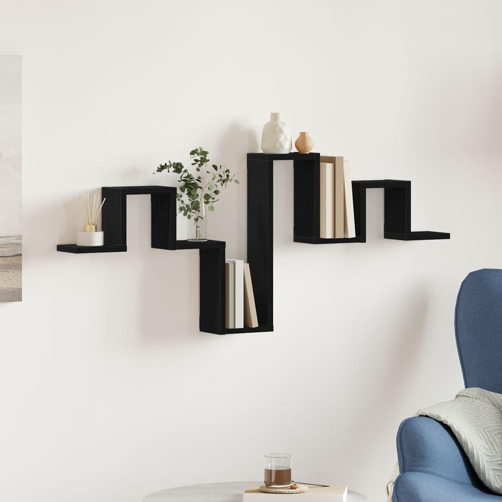 Væghylde med hylde Sort eg 104.5 x 10 x 43 cm Konstrueret træ