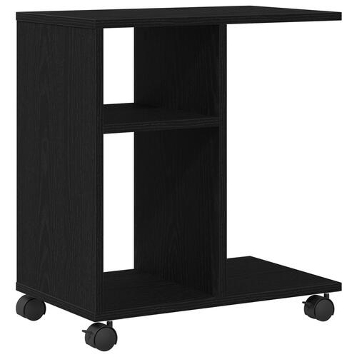 Sidebord med hjul - Sort Eg, 50x30x55 cm, Konstrueret træ