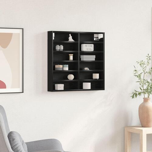 Vitrine Skab Sort Eg 60x8,5x58 cm Konstrueret Træ