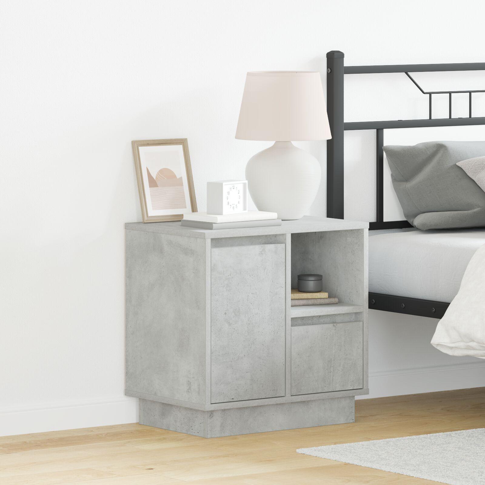 Sengeborde med LED 2 stk Beton Grå 50x34,5x50 cm
