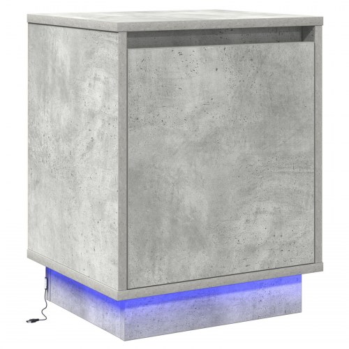 Sengebord med LED-belysning Beton grå 39x34,5x50 cm