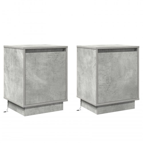 Sengeborde Sæt af 2 Beton grå Ingeniørtræ 39 x 34.5 x 50 cm