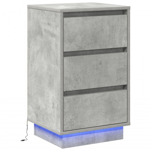Sengekabinet med LED Beton Grå 39x34,5x65 cm Konstrueret træ