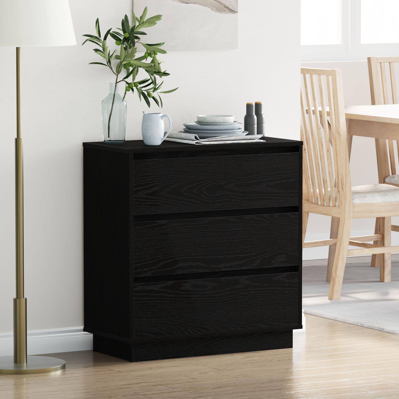 Natskab Med Skuffe 71 X 34,5 X 75 Cm Konstrueret Træ - Sort eg