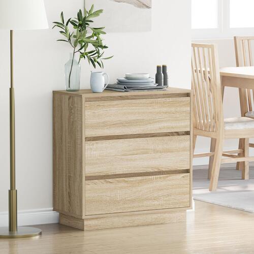 Sengebord med LED Sonoma Eg 71x34,5x75 cm Tekniktræ