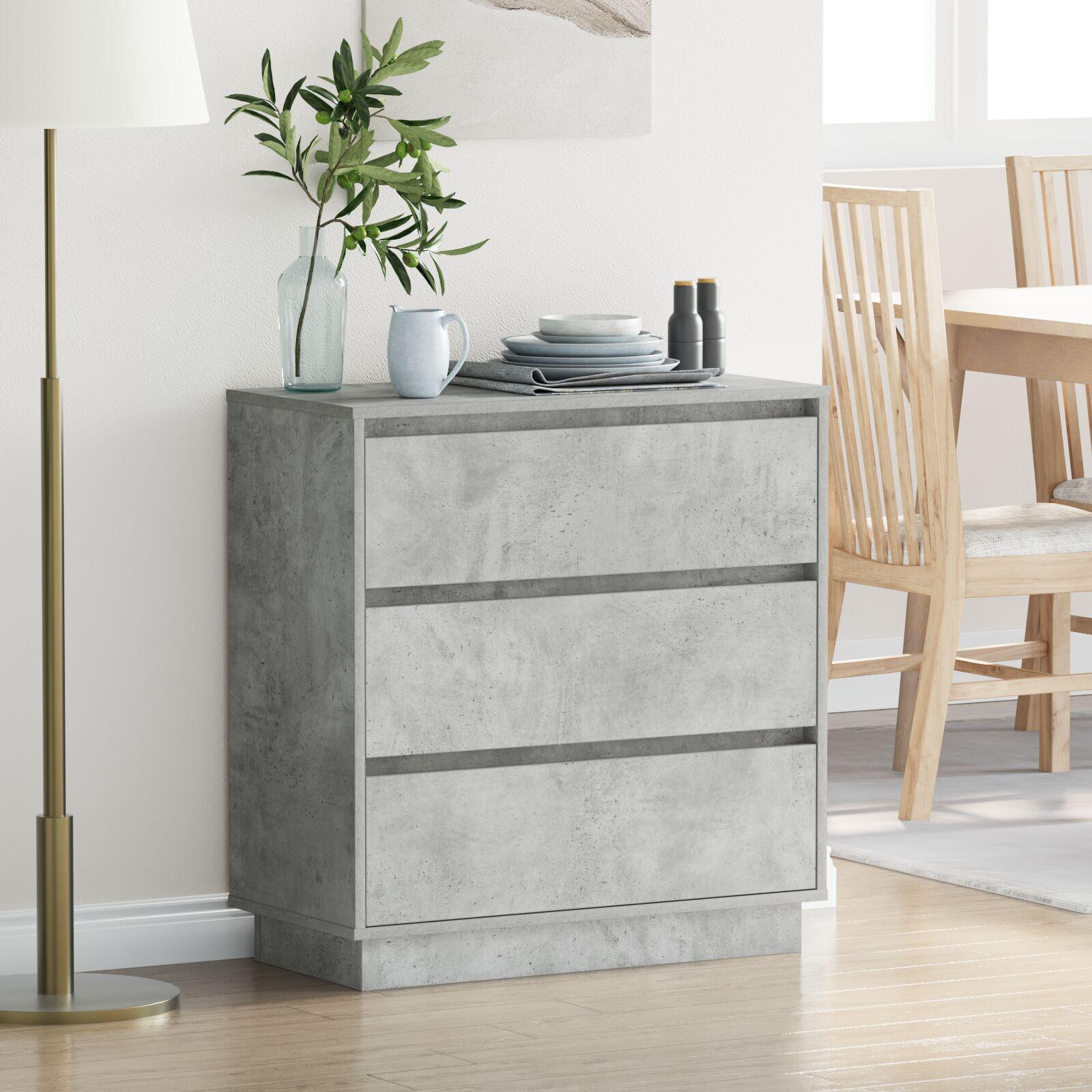 Natskab Med Skuffe 71 X 34,5 X 75 Cm Konstrueret Træ - Betongrå