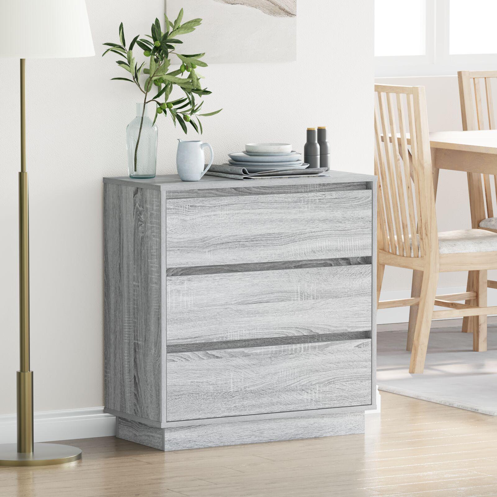 Natskab Med Skuffe 71 X 34,5 X 75 Cm Konstrueret Træ - Grå sonoma-eg