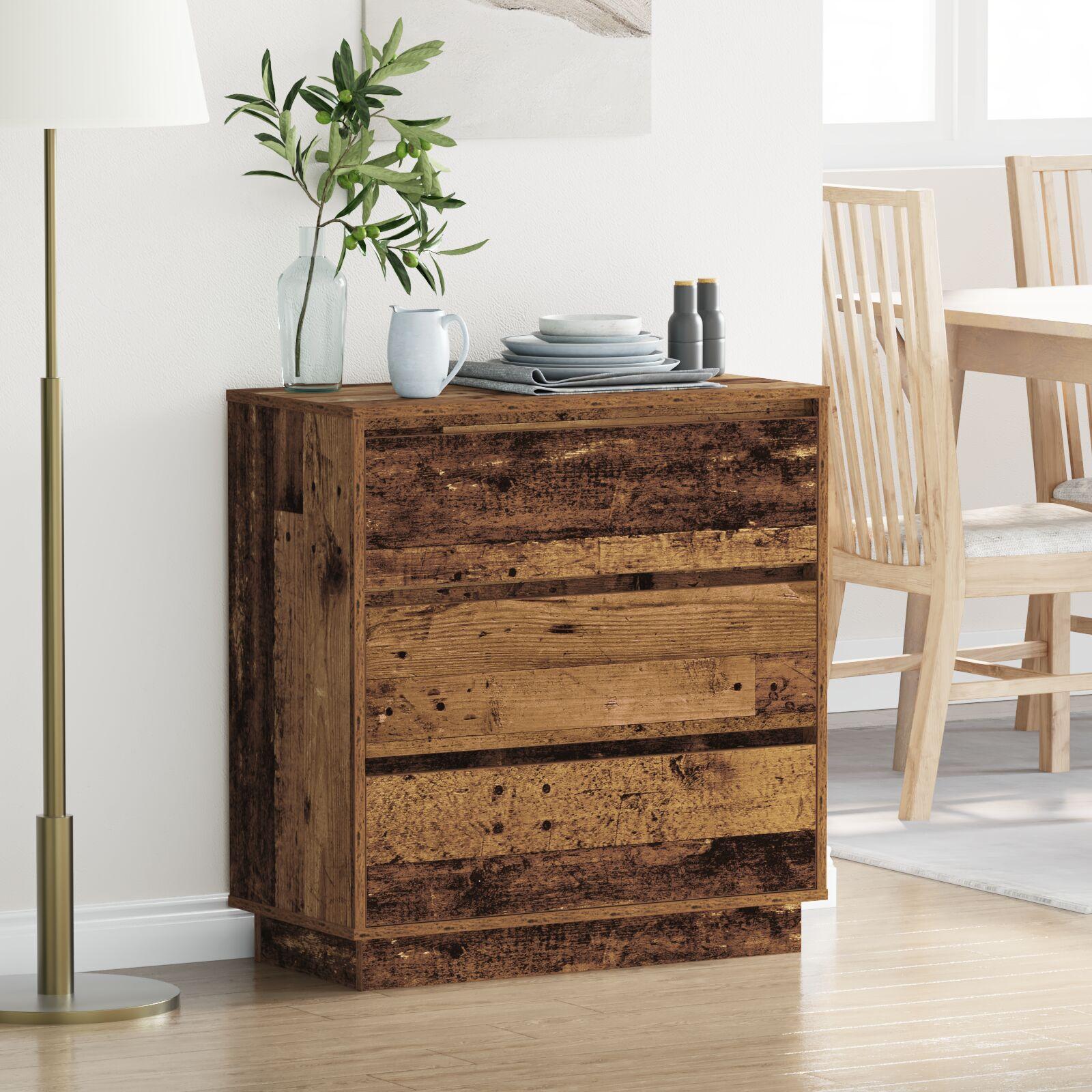 Natskab Med Skuffe 71 X 34,5 X 75 Cm Konstrueret Træ - Gammelt træ