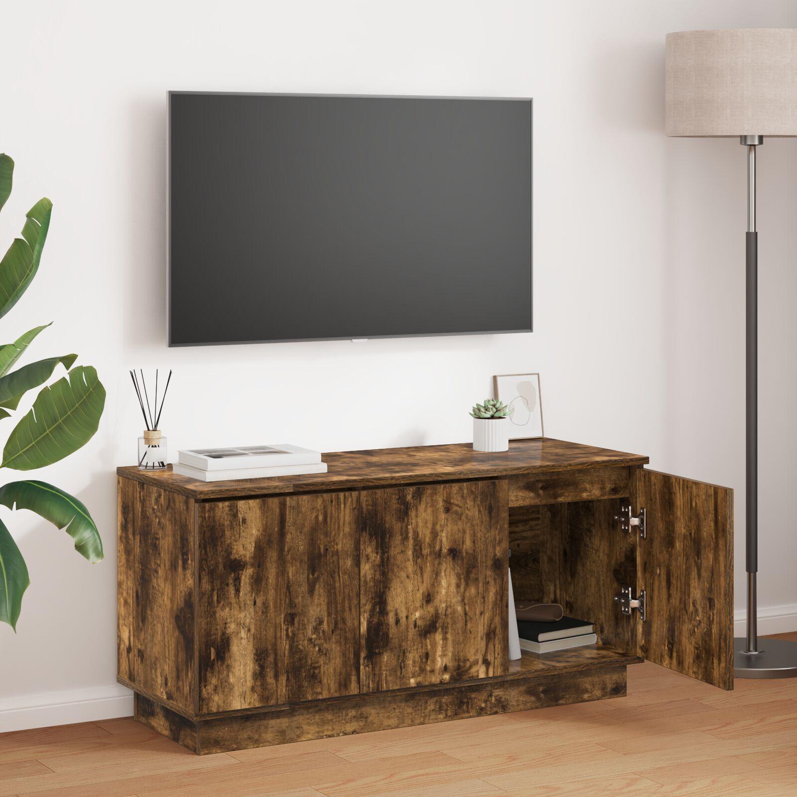 TV Skab med LED Røget eg 100 x 38 x 49 cm Konstrueret træ