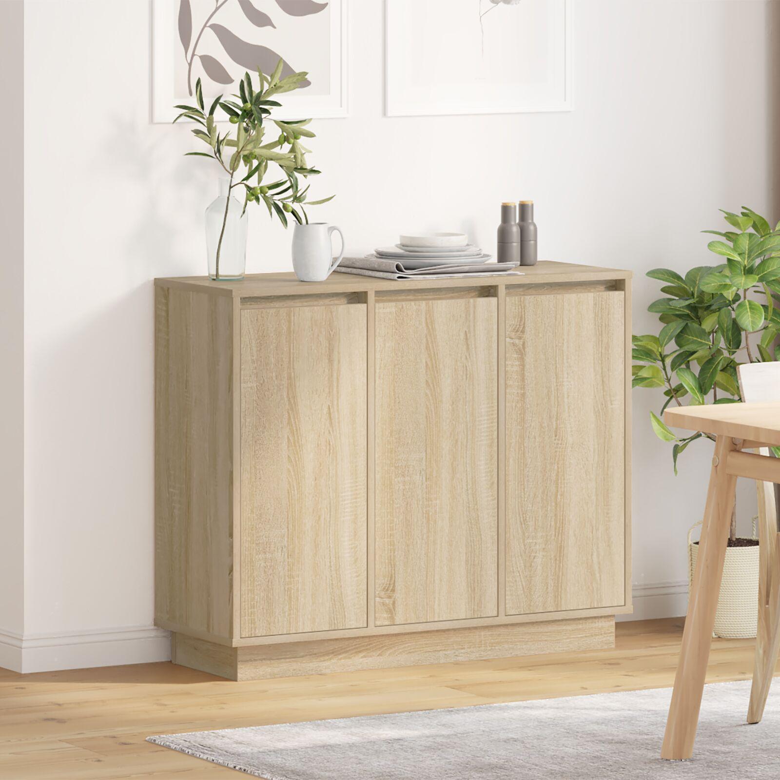 Skab med LED i Sonoma Eg 90x32x75 cm i konstrueret træ
