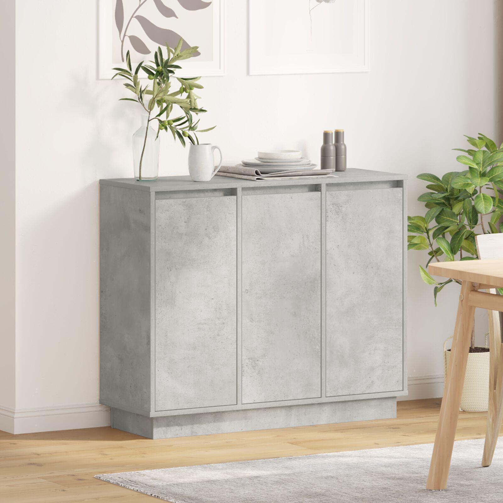 Skab med LED i betongrå 90x32x75 cm lavet af konstrueret træ