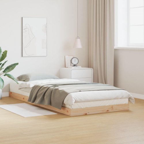 Gulv Sengestel Hvid 90x220 cm Massivt Fyrretræ