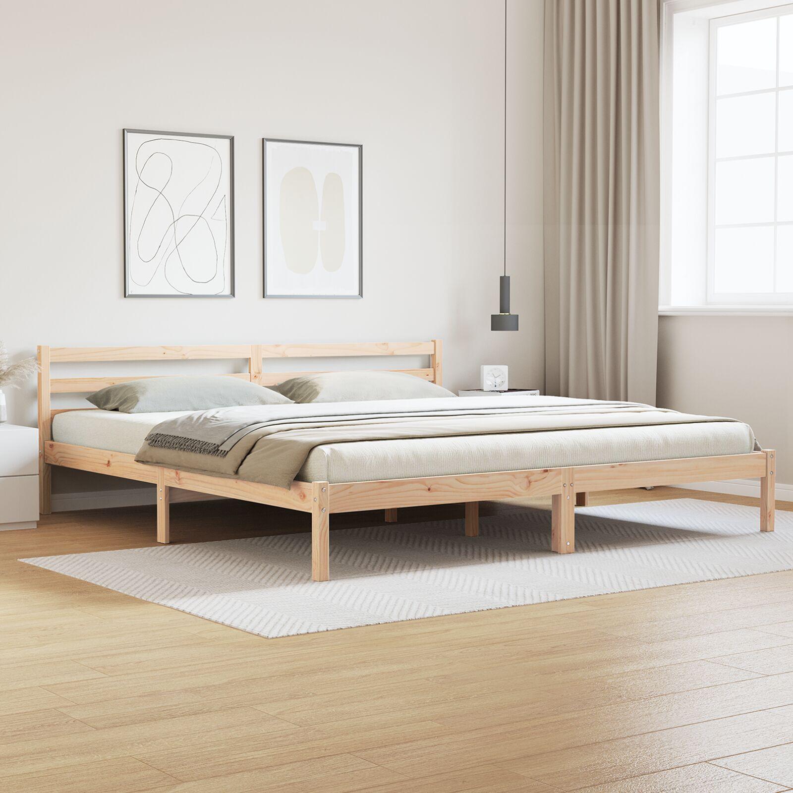 Sengestel med hovedgærde Brun 210 x 180 cm Massivt fyrretræ