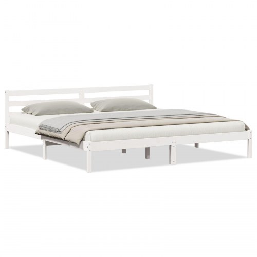 Seng med Hovedgærde Hvid 180x210 cm Solid Træ Fyr