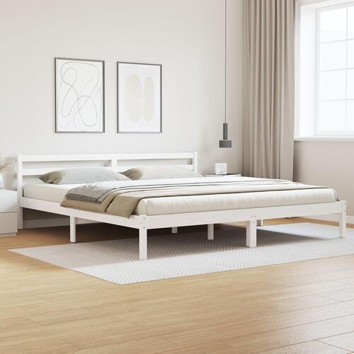Seng med Hovedgærde Hvid 200x210 cm Massivt Fyrretræ
