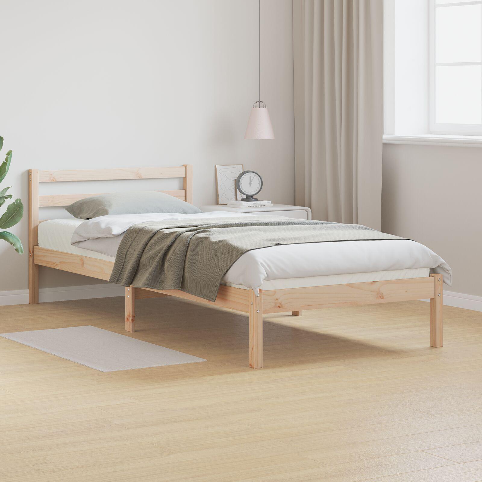 Sengestel med hovedgærde Brun 220 x 80 cm Massivt fyrretræ