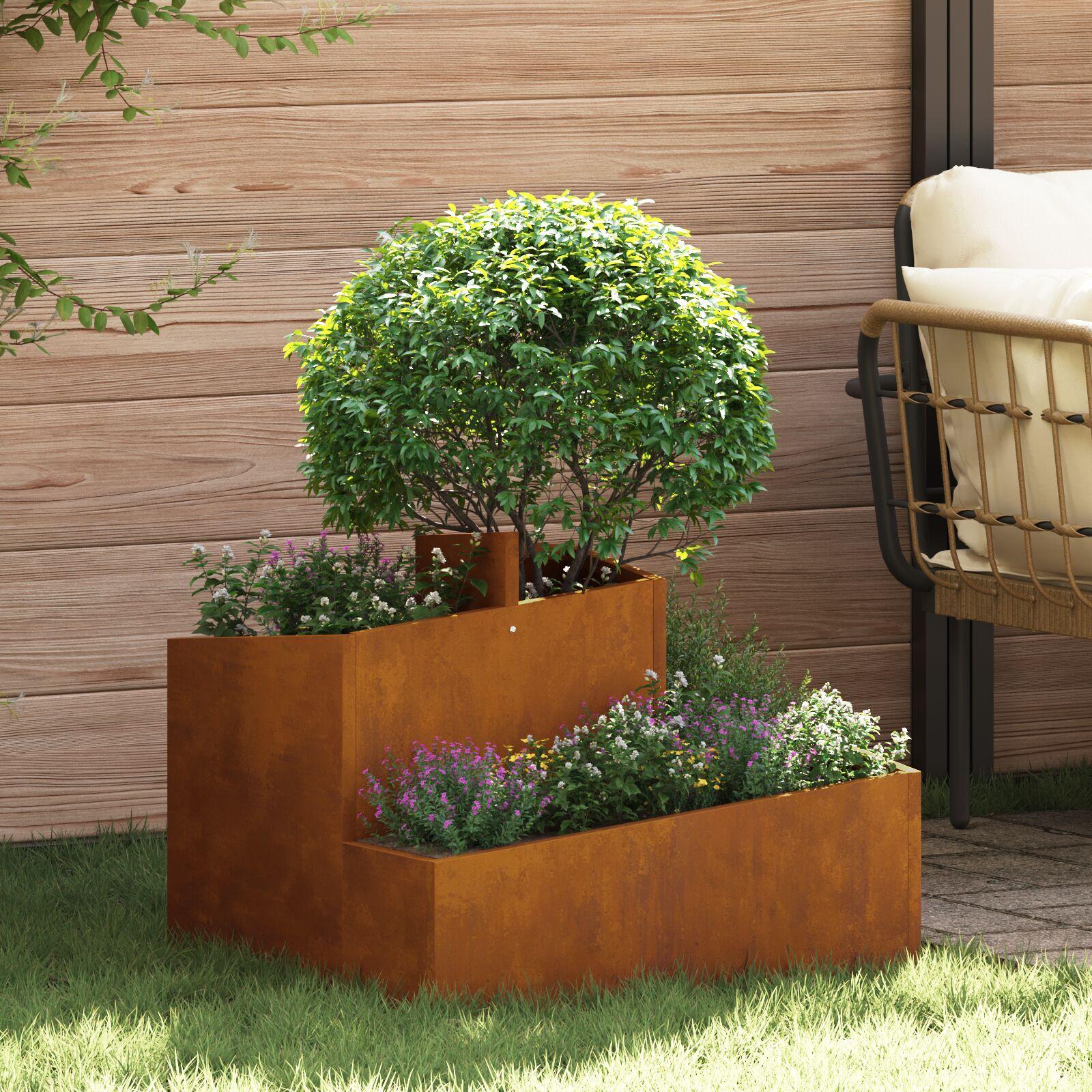 Potter & Planter Cortenstål Mellem Slidstærk Metal Plantekasse