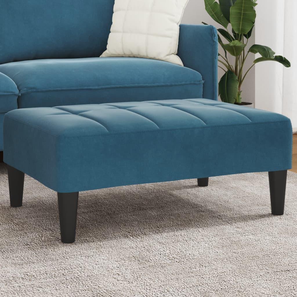 Fodskammel i velour - 77 × 55 × 31 cm, blå
