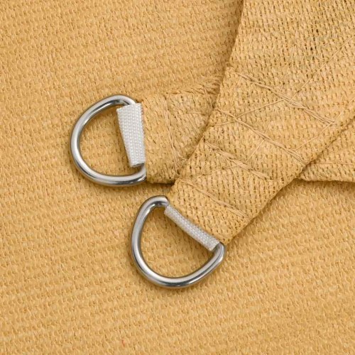 Solsejl trekantet 5×6×6 m - sandfarvet HDPE 160 g/m²