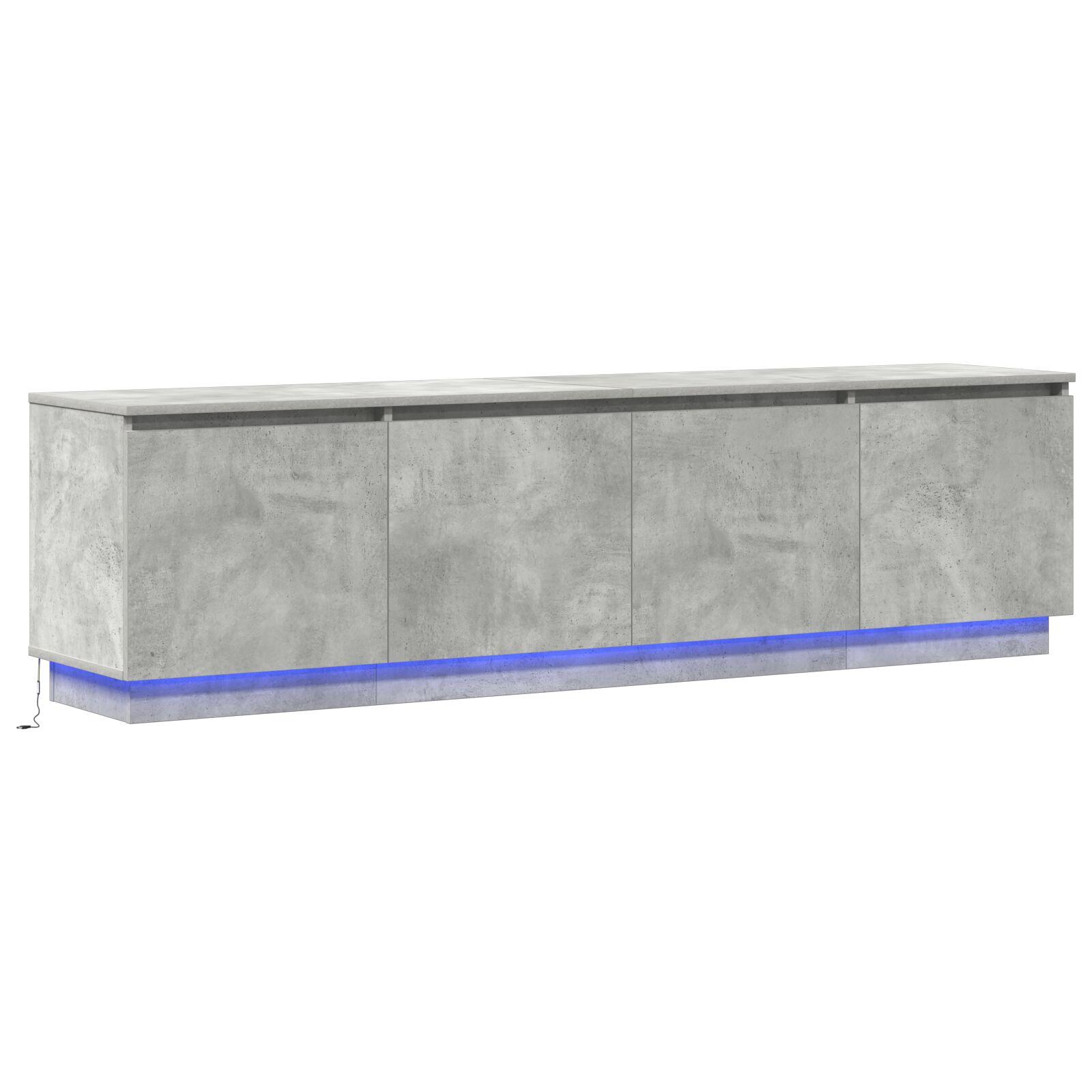 TV-skab med LED Betongrå 180 x 38 x 49 cm Konstrueret træ