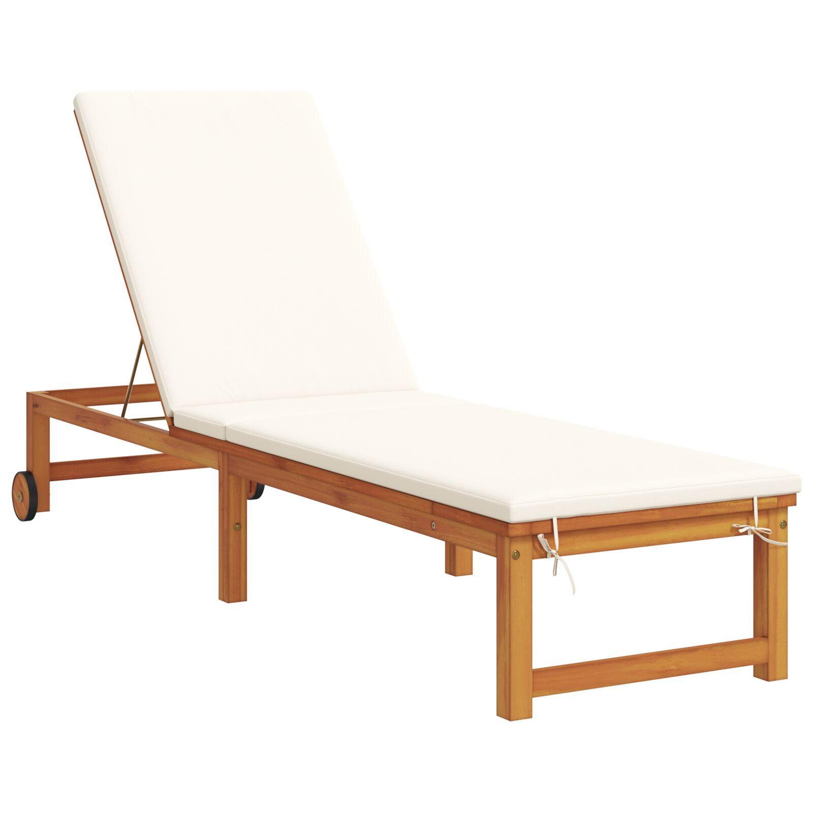 Solstol med pude Brun 53 x 202 x 89cm Massivt akacietræ