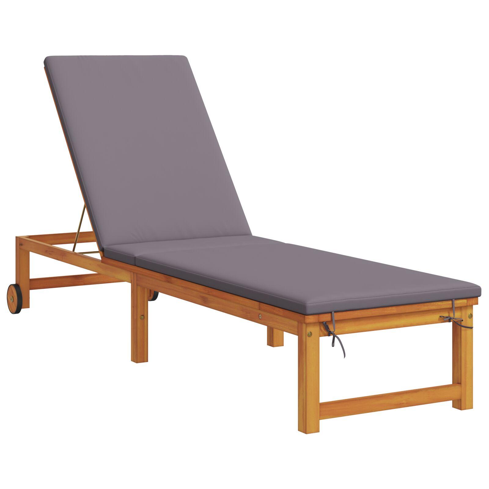 Solstol med pude Brun 53 x 202 x 89cm Massivt akacietræ