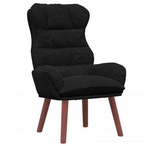 Afslappende stol sort velour